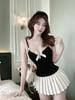 Women's Polka Dot Camisole Top with Fixed Straps, Chest Pads, Bow Knot & Lace Trim