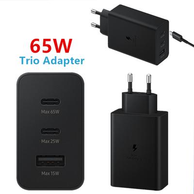 Încărcător super rapid Trio de 65W USB-C pentru Samsung Galaxy S23 S22 S21 S20 Note 10 20 Ultra S10 S9 Plus + cablu adaptor rapid TIP C