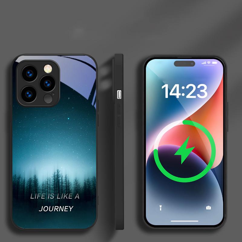 Lake Aurora Ice Surface Suitable For iPhone 16E 17 Pro Max 15 Pro 14 13 Plus 12 Mini 11 16 Air 17Pro Magnetism Glass Phone Case
