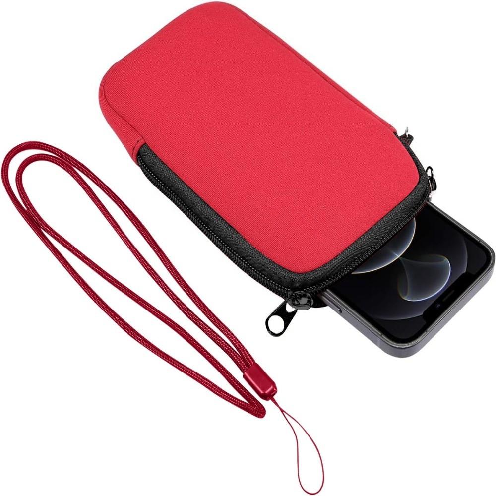 Neoprene Mobile Phone Bag With Lanyard Cellphone Storage Bag Mobile Phone Pouch  Key Storage