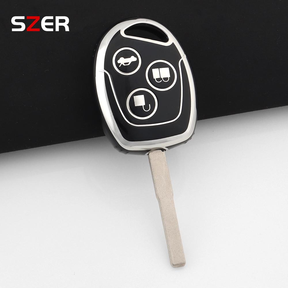 Fashion Tpu Car Key Case Cover For Ford Mondeo Focus Fusion Fiesta Galaxy Transit 2008 2006 2007 Shell Fob Keychain Accessories