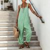 Loose Striped Wide Leg Jumpsuit for Women, Square Neck Sleeveless Wide Leg Rompers with Pockets, Casual Summer One Piece Outfit