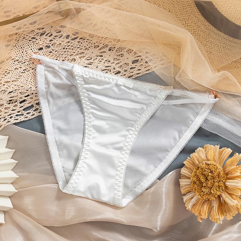 1 Stück Eis-Seide Slips Luxus Unterhosen Dessous Bequeme Dreiecks-Slips Atmungsaktive Nylon Damenunterwäsche Einfarbig