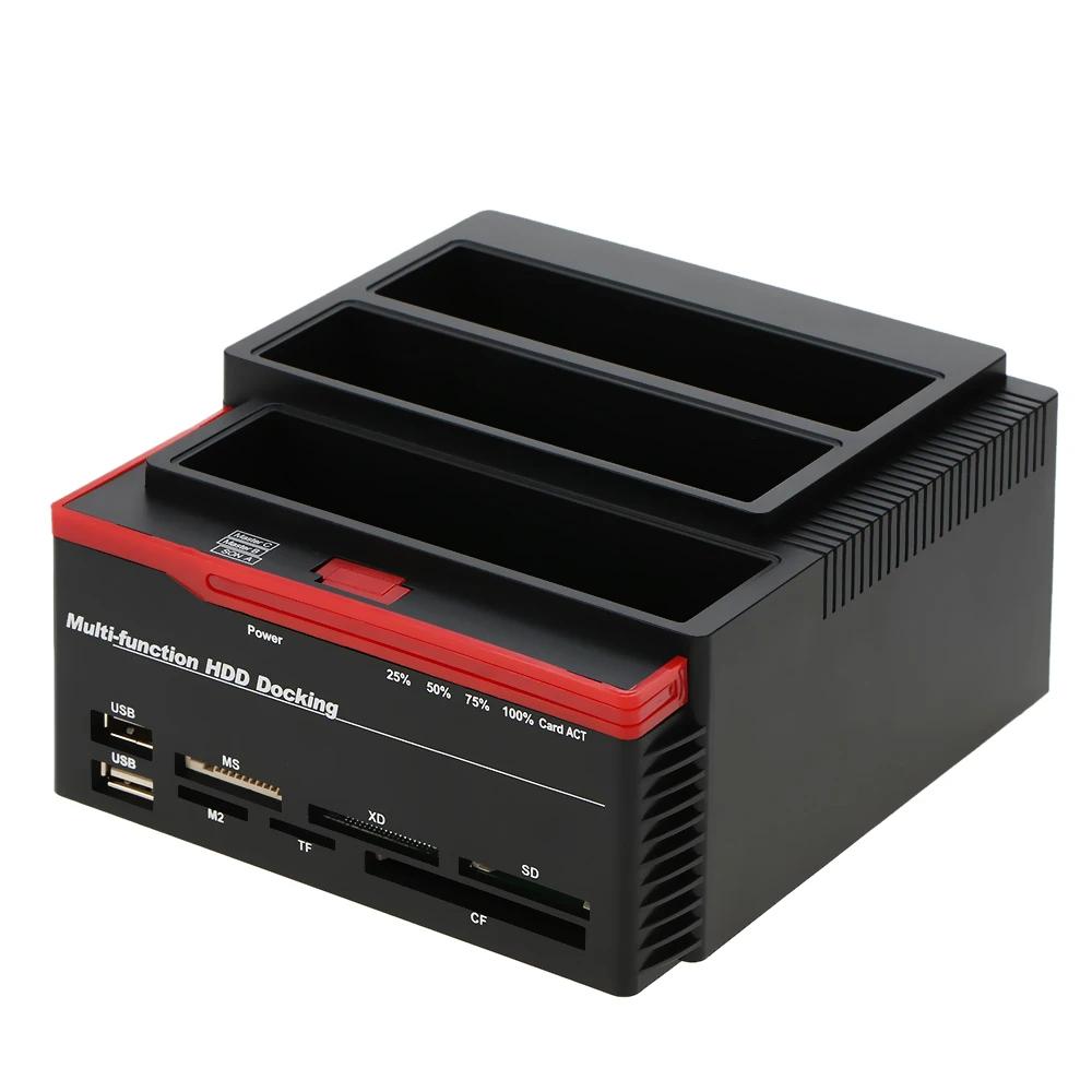 USB 3.0 Док-станция для HDD Трехсекционная док-станция для HDD Док-станция для HDD Многофункциональная база для жестких дисков 2,5/3,5  IDE и SATA чёрный