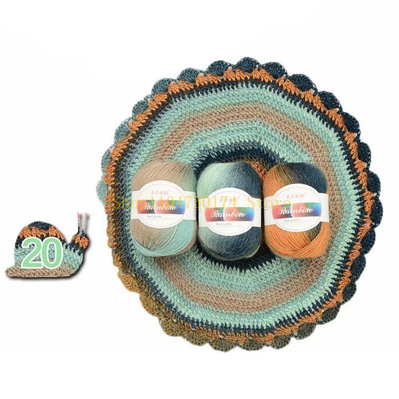 Soft Worsted Yarn Rainbow Gradient Colors DIY Baby Knitting Wool Shawl Scarf Swe top sale