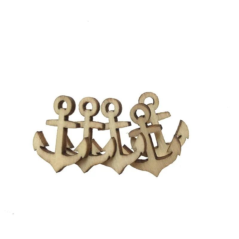 100 Stück 20mm Holzanker-Ruderform Dekoration zum Bemalen Unfertige Kleine Holzanker-Ruder-Ausschnitte für Kunst-DIY-Bastelarbeiten