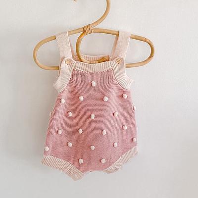 Macacão Jardineira de Lã Tricotado à Mão Estilo Outono para Bebês Meninas