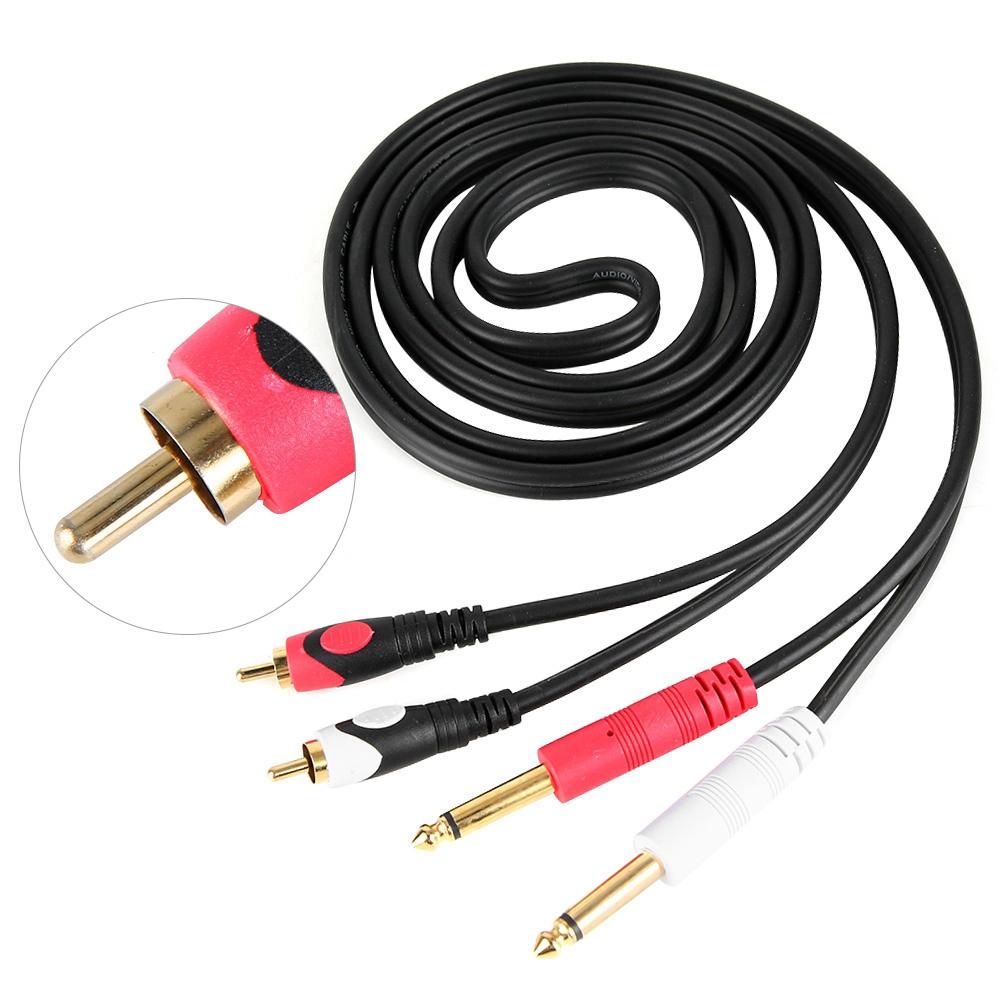 For 2RCA To Double 6.35 Interface Audio Guitar Line Dual Male Jack Cable