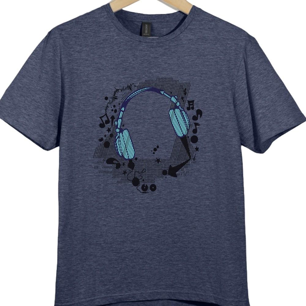 Headphones T Shirt Music Lover DJ Gamer Audio Sound Wave Graphic Tee