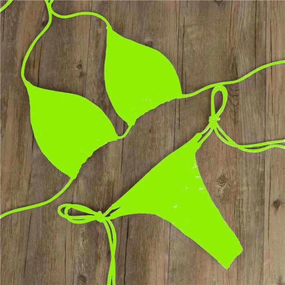 European and American Bikini Swimwear Solid Color Three-point Sexy Swimsuit