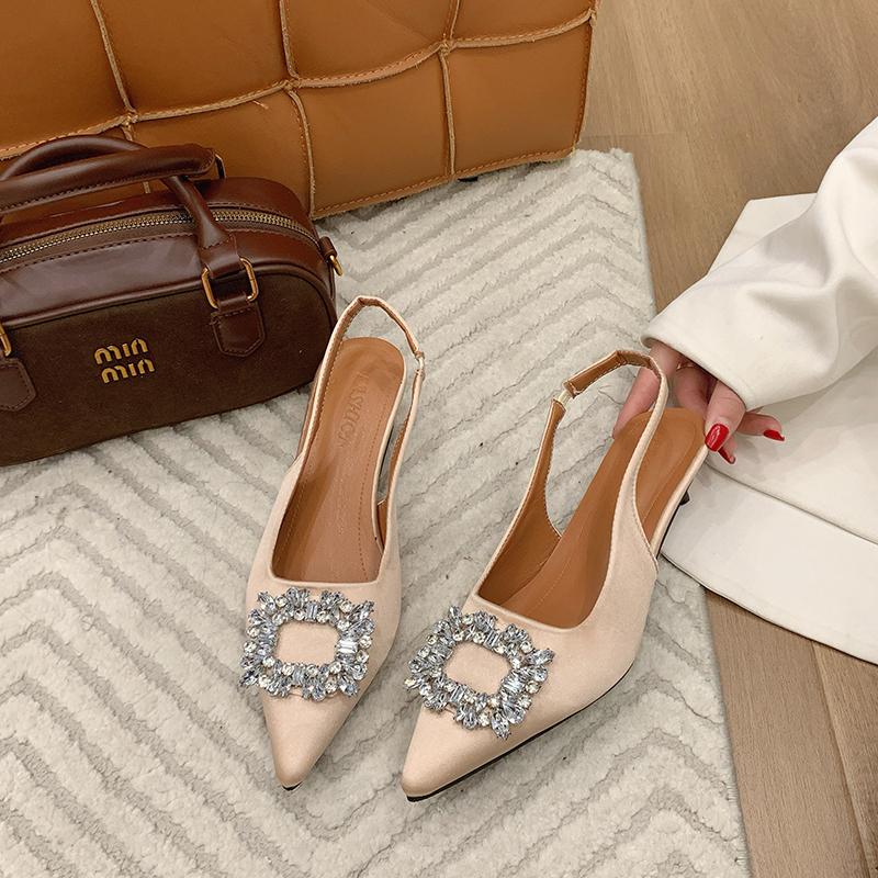 Pointy Single-shoe Women New Spring Stiletto Sandals French with Skirt Temperament Pink High Heels Dress Shoes High Heel Pumps