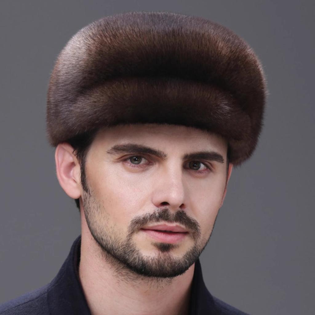 Mink Hat Men's Middle-aged and Elderly Whole Mink Winter Cap Mink Fur Hat Autumn and Winter Outdoor Warm Cotton Hat