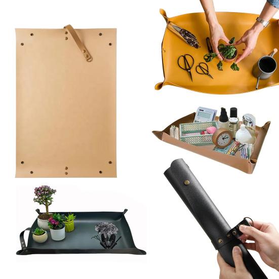Thickened Faux Leather Plant Repotting Mat for Indoor Plants Foldable Transplanting Mat Mess Control Waterproof Gardening