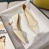 Pearl Chain Single Shoes Femininity Kitten Heels Pointed Head Shallow Mouth Stiletto High Heels Children B318-AR9 Fashion