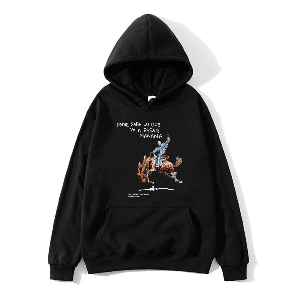 Bad Bunny Hoodies Album Nadie Sabe Lo Que Va Pasar Manana Sweatshirts Moletom Long Sleeve Sudaderas Graphic Print Tops