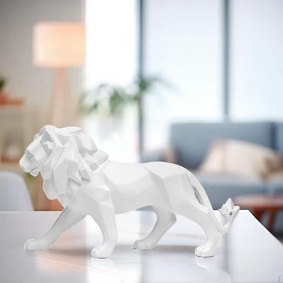 Tierskulptur Geometrische Figur Tischplatte Büro Dekoration Geschenke Löwenstatue Figur Kunstwerke