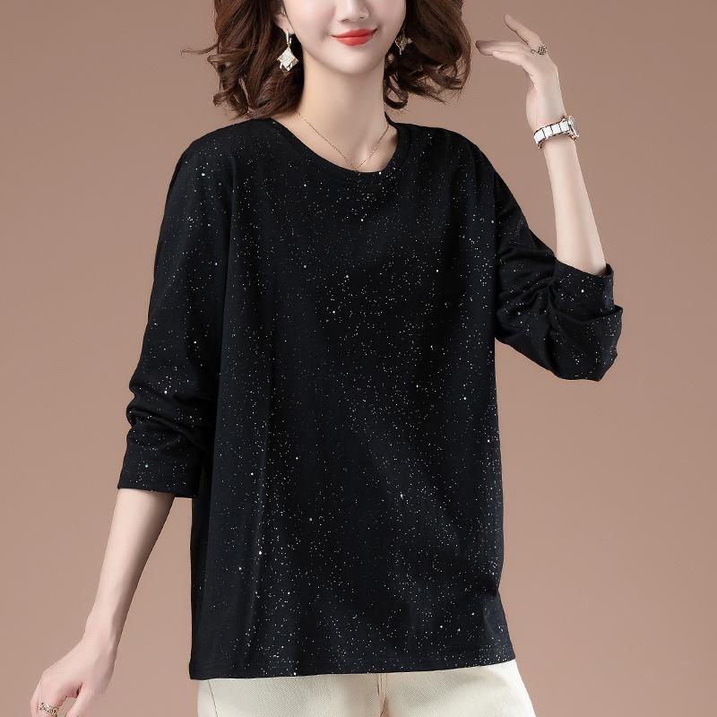 Cotton Long-sleeved Women's Spring Plus Women's T-shirt Loose Western Style Bottoming Shirt for Women