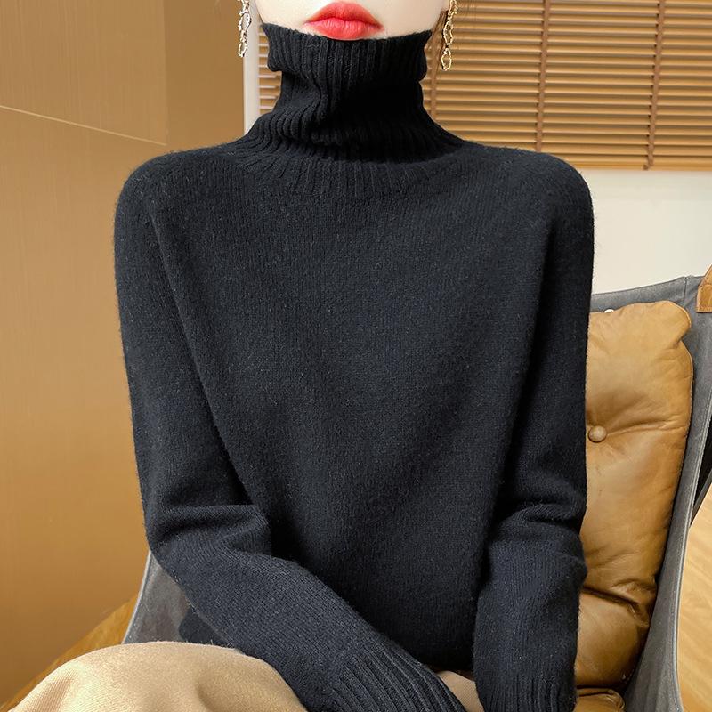 

Жіночий вовняний светр з високим коміром - Потовщений, приталений, універсальний трикотажний пуловер на осінь/зиму S (90-100 jin)