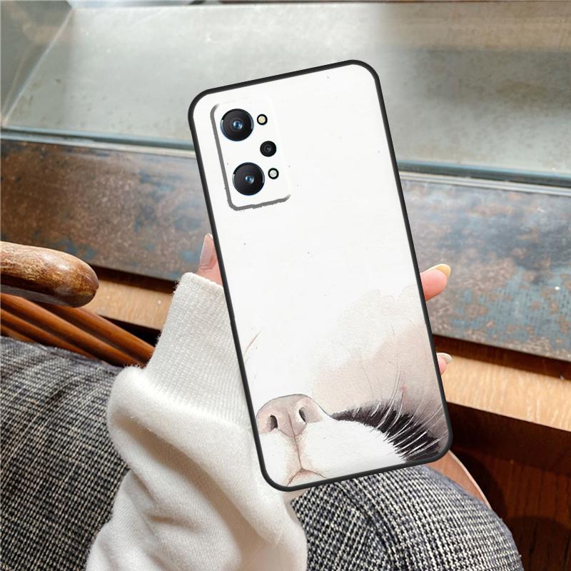 Minimalistisches Katzen Case Für Realme 12 Pro Plus 11 13 14 C63 C61 C55 C51 C53 C25 C65 C67 C71 C75 GT6 GT7 15 Pro