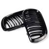 1 pereche de grile pentru rinichi față de mașină, negru lucios, grilă de capotă cu două șipci pentru BMW Seria 3 E46 2002-2005, grilă de curse de schimb pentru mașină