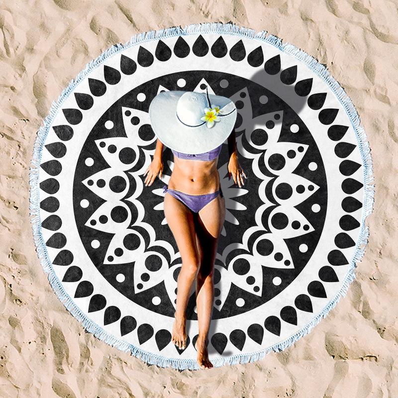 Serviette de Plage Ronde en Fibre Ultra-Fine pour Adultes - Personnalisable, Serviette de Sport et de Bain Absorbante