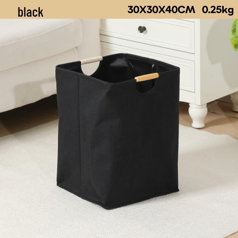 

Waterproof Cotton & Linen Laundry Basket with Wooden Handle - Foldable Storage for Bedroom & Bathroom