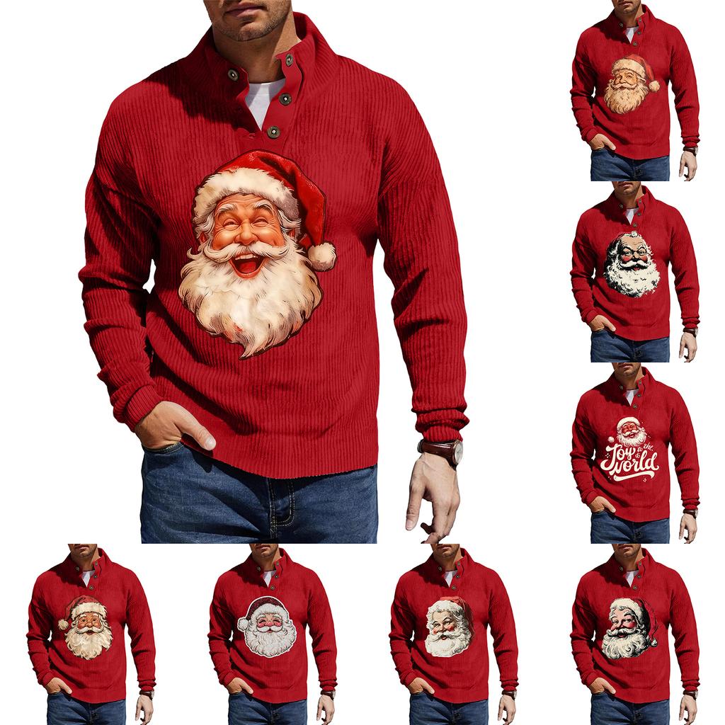 Męska koszula sztruksowa zapinana na guziki z nadrukiem świątecznym