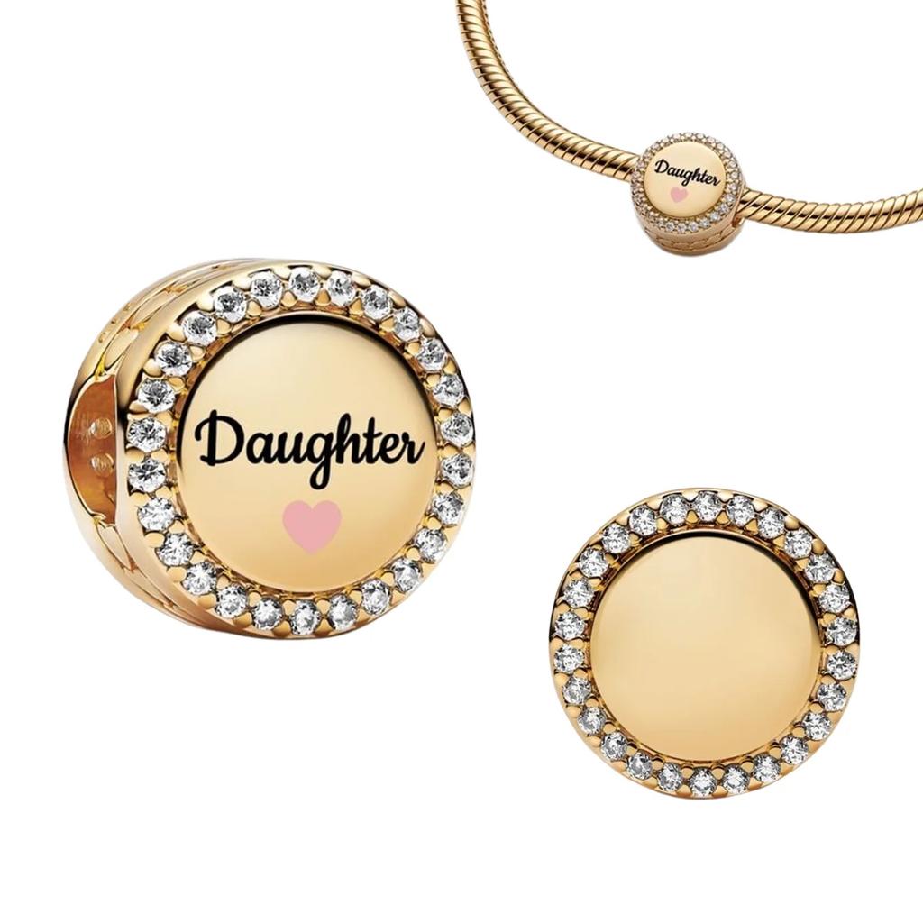 Colorful Full Diamond Charms Copper Heart Blooming Rose Round Beads Pendant Fit Original Bracelets Necklace Jewelry