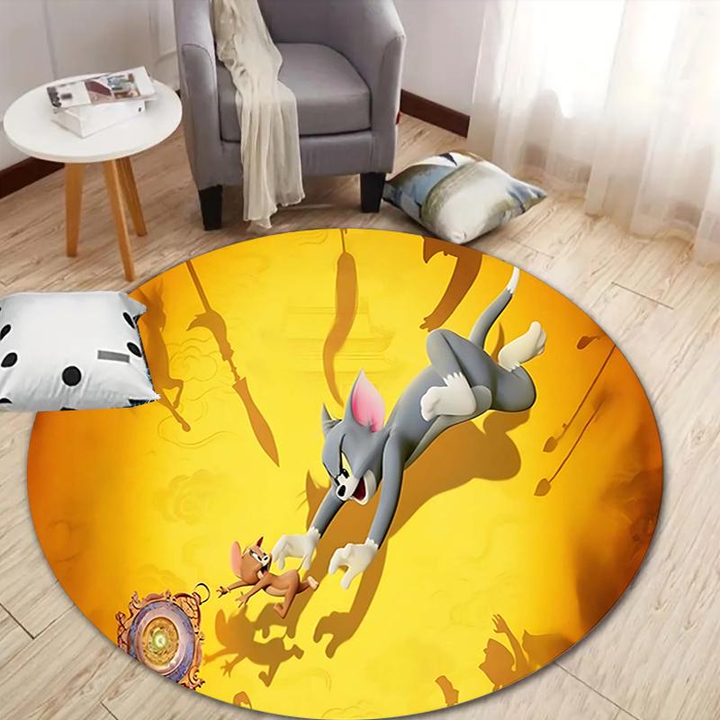1Pc Classic Chase Adventure Flannel Round Rug Soft Non Slip Circular Office Carpet Floor Mat Bedroom Living Room Xmas Gift Q1318
