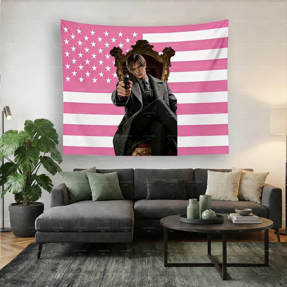 LLeon KKennedy Hippie Aesthetic Wall Tapestry American Flag Design for Bedroom Dorm Home Background Decor Birthday Gift 74x94cm(29x37in)
