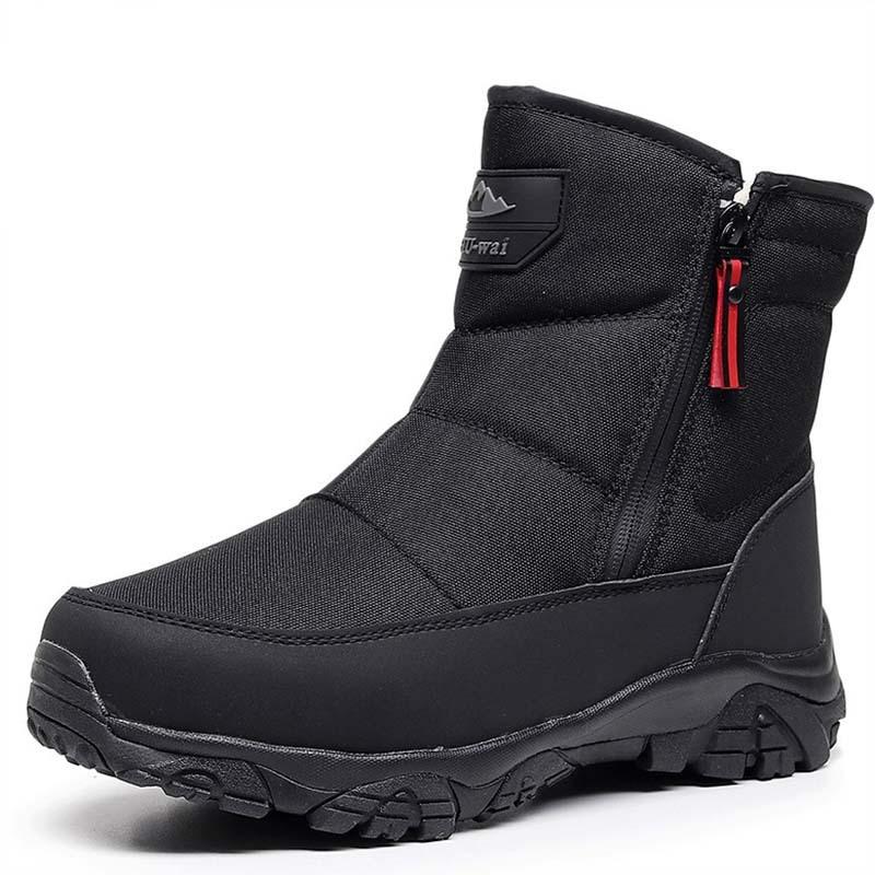Men's Winter Fur One Padded Thickened Comfortable Side Zipper Warm Cold Lightweight Hiking Waterproof Non-slip Tall Snow Boots