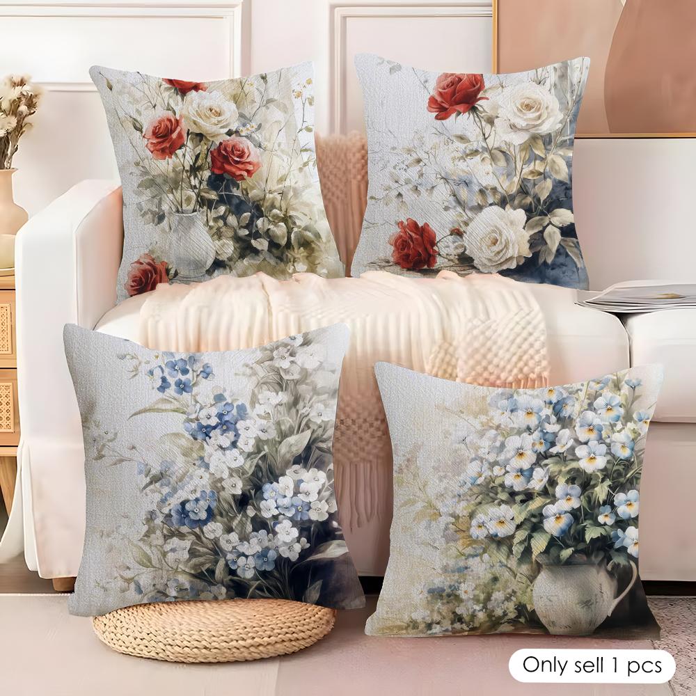 Wild Flower Cushion Cover Soft Plush Fabric DoubleSided Printed Cushion Covers for All Seasons Modern HomeDecor Gift
