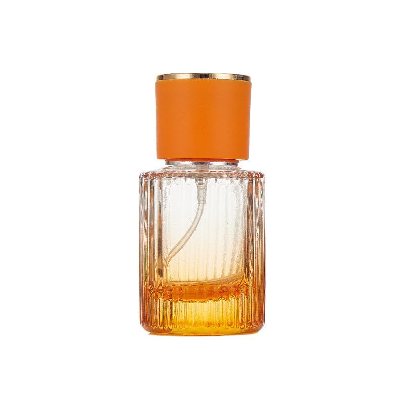 Colored Glass Perfume Bottle with Vertical Stripes - 30ml/50ml, Portable & Refillable Spray Bottle