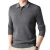 Spring and Autumn Cardigan Men's Lapel Sweater 100 Pure Wool Sweater Bottoming Shirt Dad Top Men's Clothing