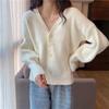 Retro simple sweater jacket women's autumn and winter new solid color loose and thin knitted cardigan top trendy