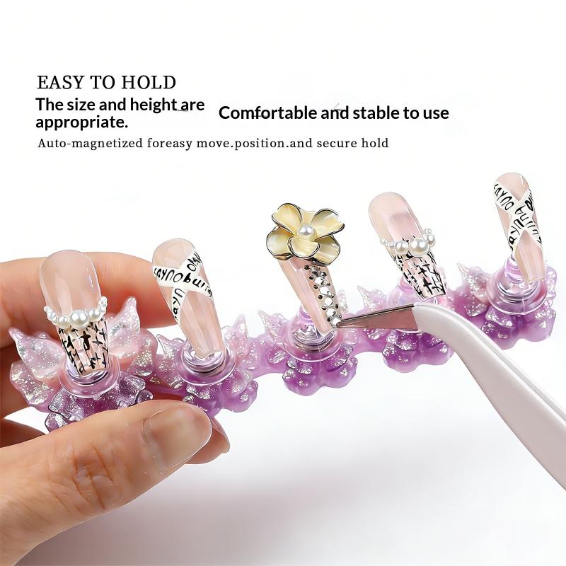 Magnetic Acrylic Nail Practice Stand Butterfly Shape Nail Display Stand Tips Holder Wearable Nail Display Stand Tool