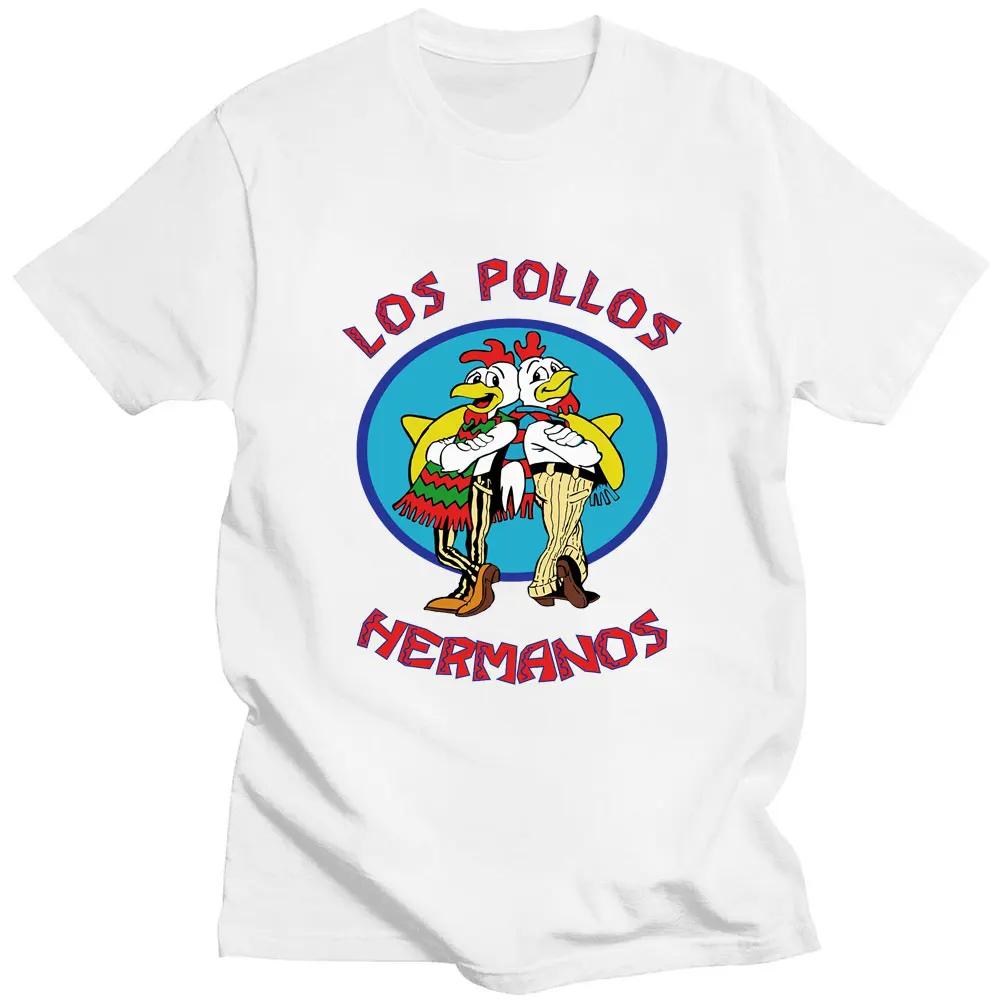 TV-Serie Breaking Bad Los Pollos Hermanos T-Shirts mit doppelseitigem Druck Lustiges Chicken Brothers Herren-Baumwoll-T-Shirt Streetwear