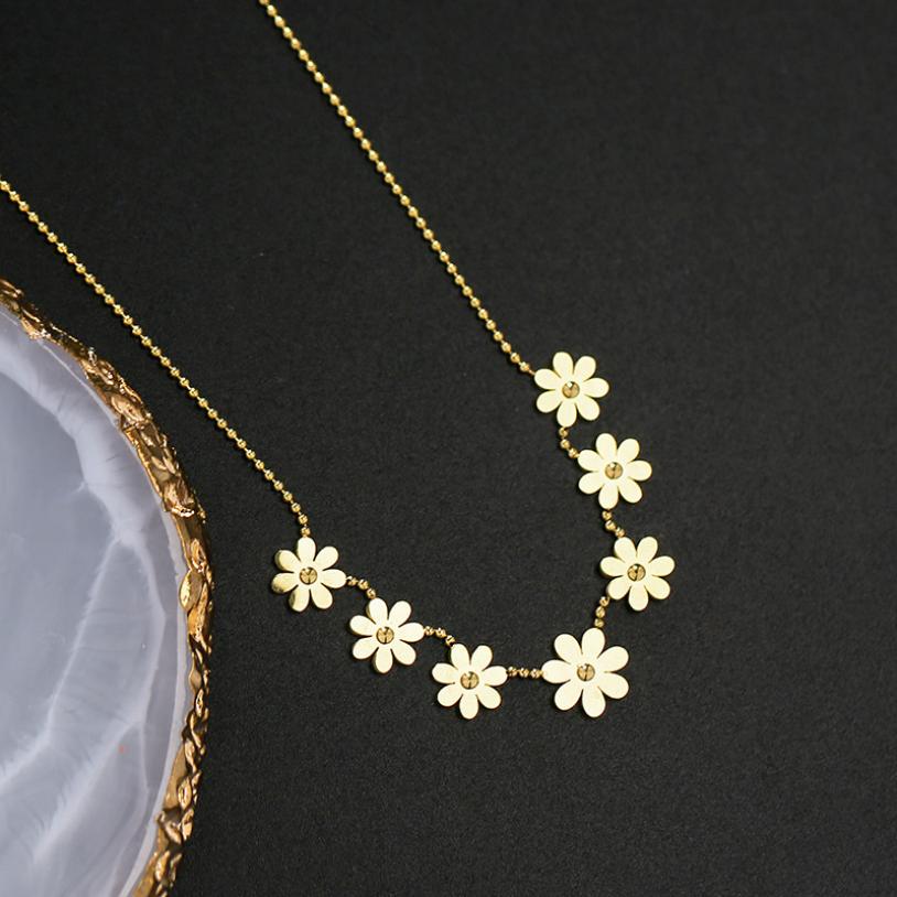 

Цельный из нержавеющей стали новая модная бижутерия роскошный элегантный маргаритка сварной 7 цветов кулон цепочка ожерелье женский кулон CHINA