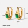 18K Gold Stainless Steel Geometric U-Shaped Stud Earrings with Shiny Cubic Zirconia