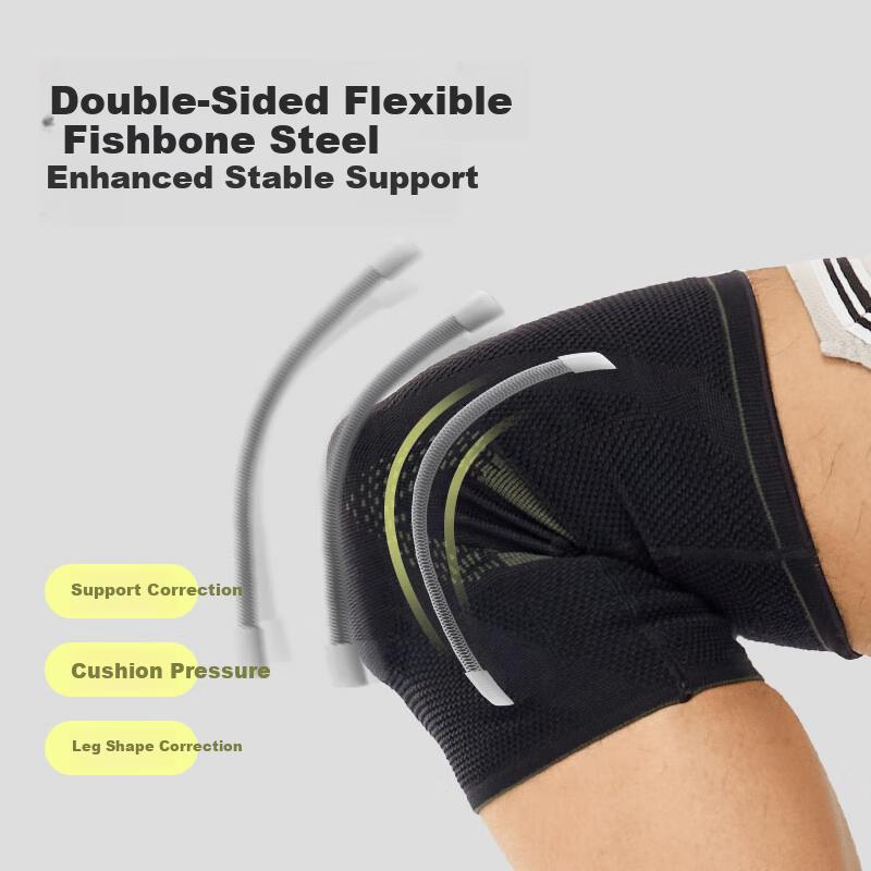 JEEP Knee Pads for Sports, Unisex Basketball Impact Protection, Running Fitness Breathable Knee Sleeves, Horizontal Machine Knee Pads, Black, Size M