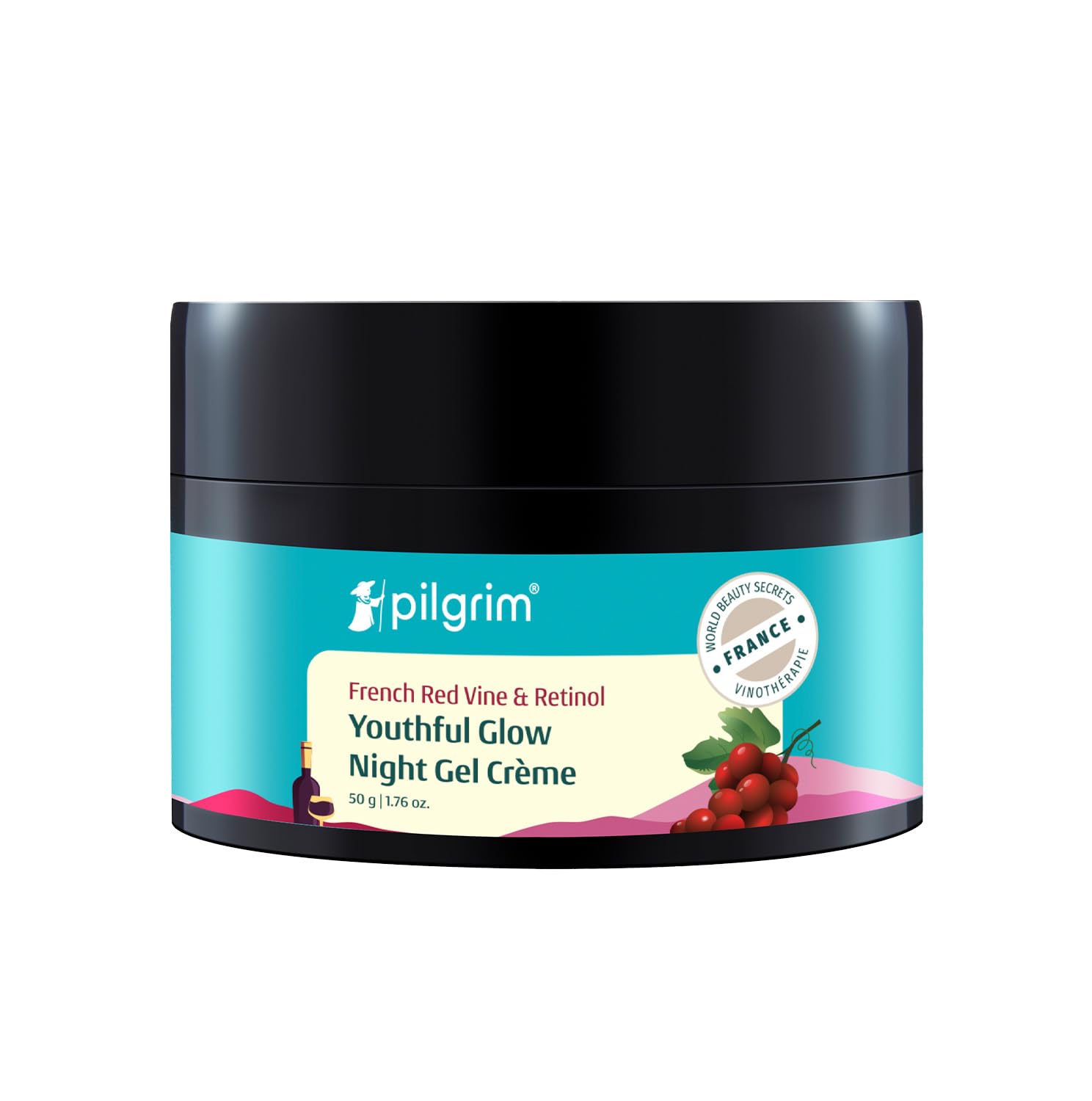 Pilgrim French Red Vine Anti Aging Night Cream 50g Pack of 1 For Glowing Skin Repair & Hydration