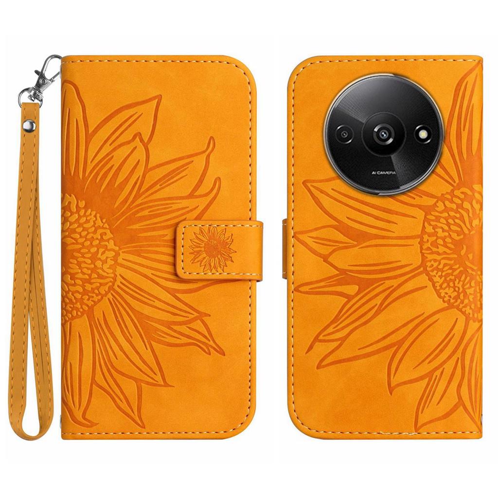 HT04 For Xiaomi Redmi A3 4G/Poco C61 4G Wallet Case Sunflower Handbag Flip Leather Phone Cover
