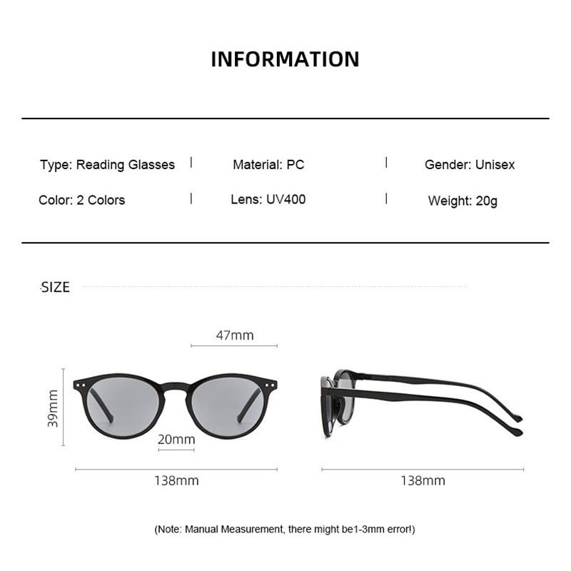 Retro Vintige Round Frame Reading Sun Glasses UV400 Eye Protection Presbyopia Eyewear With Diopters +1.0+1.5+2.0+2.5+3.0+3.5+4.0