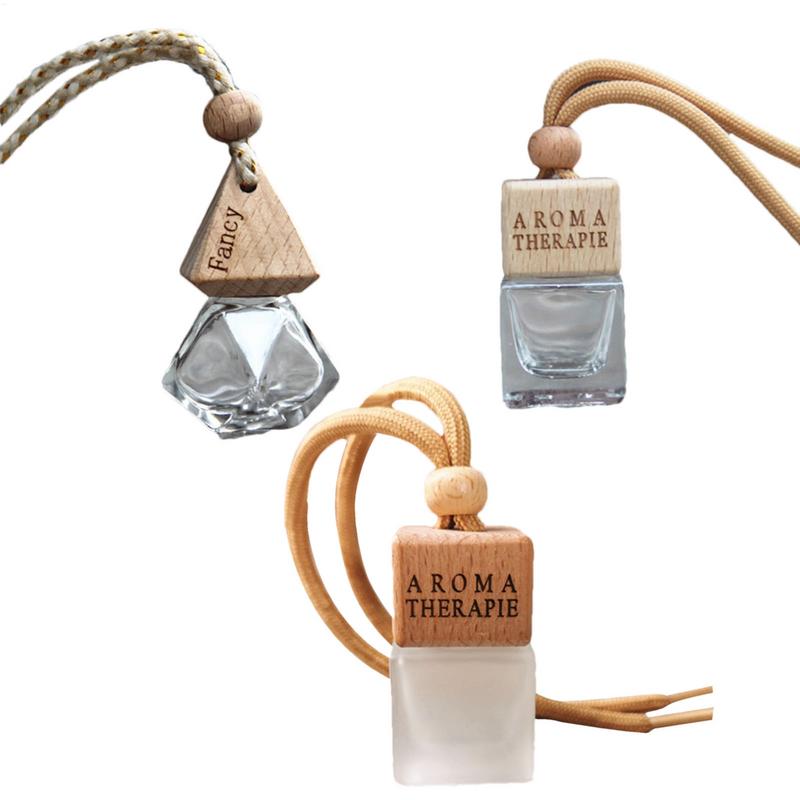 Hanging Car Diffuser Bottle Refillable Car Essential Oil Diffuser Empty Glass Perfume Diffuser Bottle Aromatherapy Pendant Decor