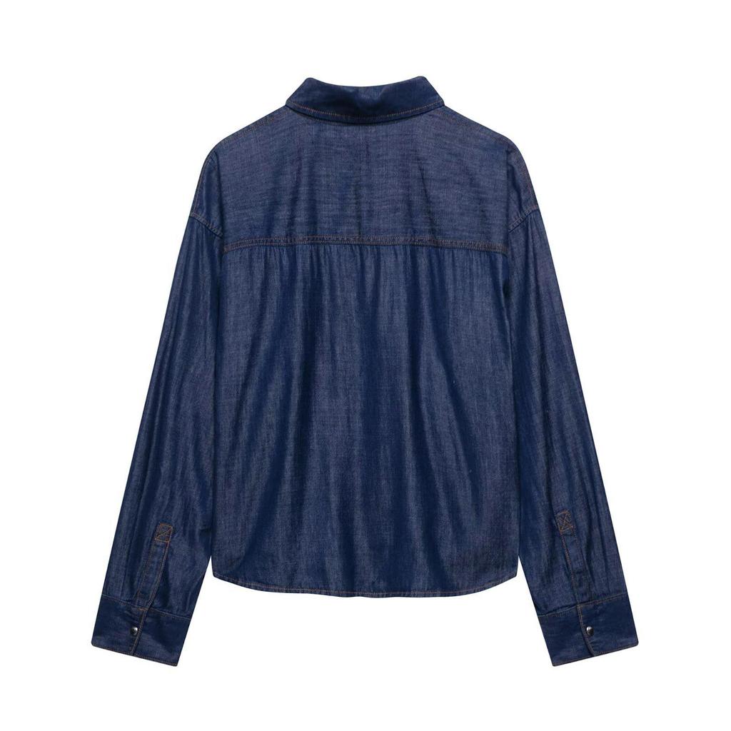 TAOP&ZA Spring Women's Denim Shirt & High Waist Wide Leg Pants Set