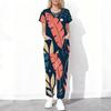 Women Plus Size Printed Scrub Set Crisscross Cutout Neck Short Sleeve Pockets Top Long Pants