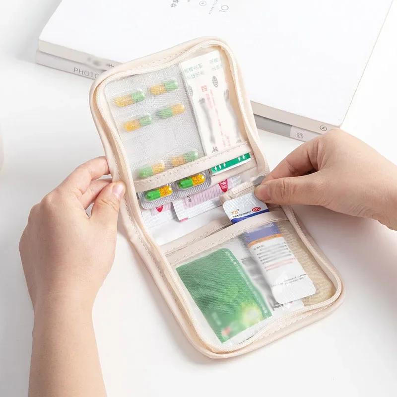 Mini Medizinbeutel Tragbar Faltbar Große Öffnung mit Reißverschluss Sortieren Erste-Hilfe-Set Outdoor Reise Essentiell Aufbewahrungstasche
