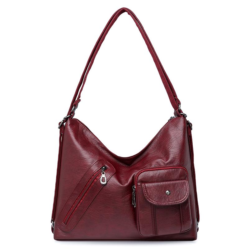 

Жіноча сумка великої місткості Сумка для матері середнього віку Сумка через плече Багатофункціональний рюкзак червоний