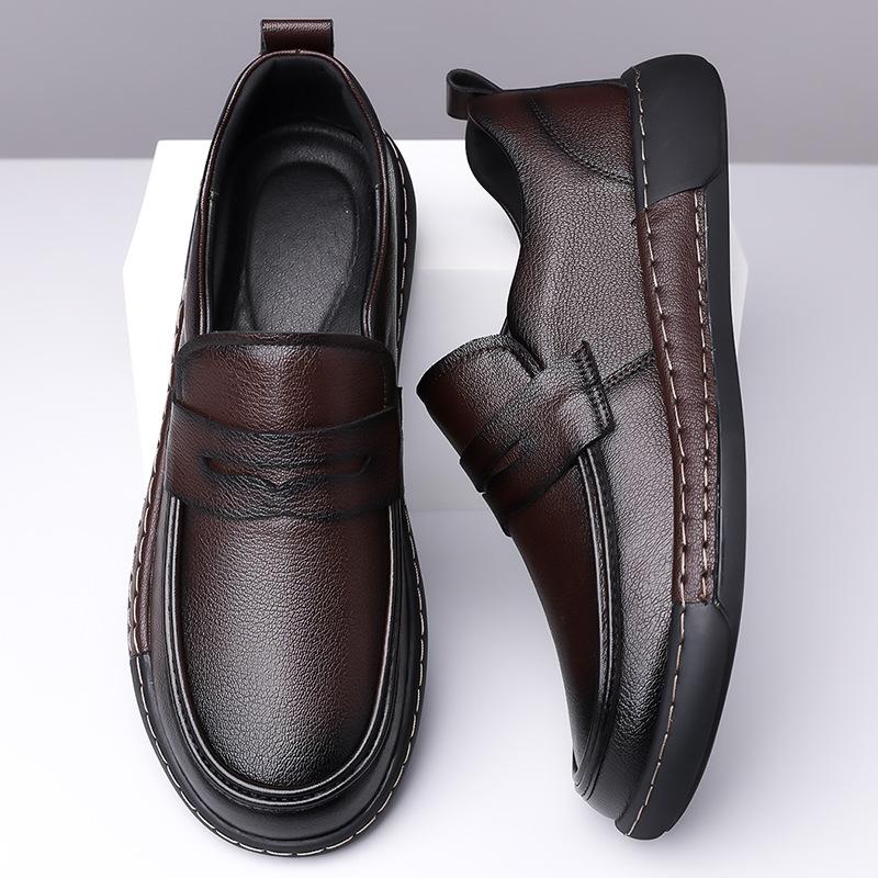 Fashion Spring Autumn Solid Color Loafers Men Fashion Casual Soft Sole Leather Shoes Male Wear-resisting New Designer Dress Shoes Man