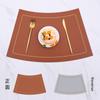 Fan Shaped Round Table Dining Mat, Leather PU Table Mat, Waterproof and Heat-insulating Mat, Hotel Western Dual Color Tableware Mat